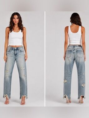 Rare William Rast Justin Timberlake Slim Straight Jeans 27 Tan Tint Distressed